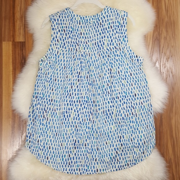 Anthro Maeve Blue Dot Sleeveless Button Down Top 6 - Picture 3 of 7